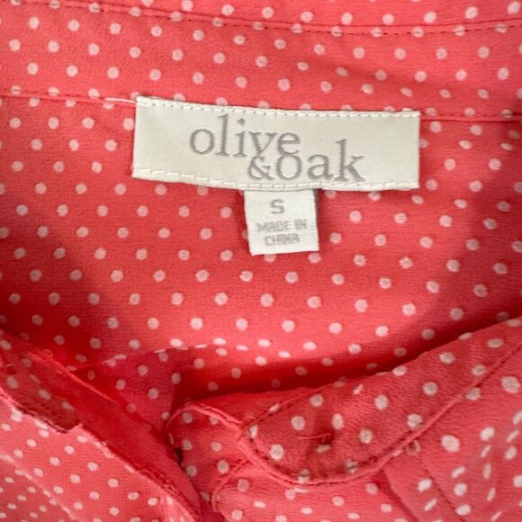 OLIVE & OAK | polka dot buttondown blouse | small | sheer - Picture 6 of 9
